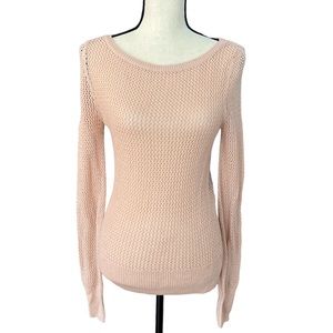 BCBGMAXAZRIA PINK METALLIC LONG SLEEVE KNIT SWEATER SHIRT Size: Small